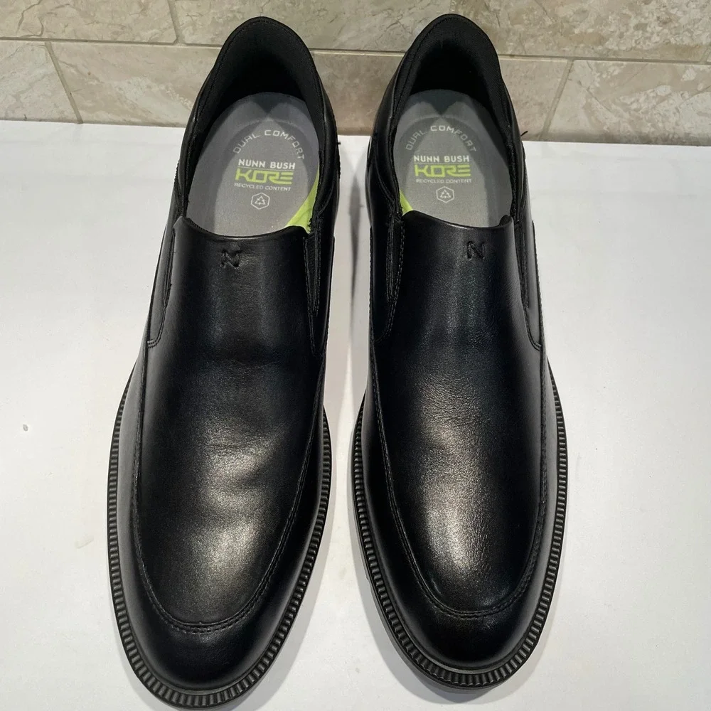 Nunn Bush Kore Mens Black Leather Slip On‎ Loafers Dress Shoes Size 12 M